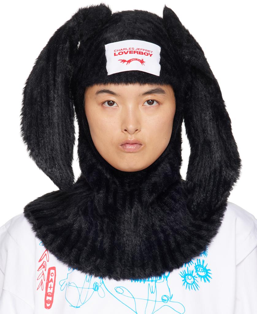 【Charles Jeffrey LOVERBOY】Fluffy Ears Balaclavaフーディー Charles Jeffrey LOVERBOY Black Fluffy Ears Balaclava Charles