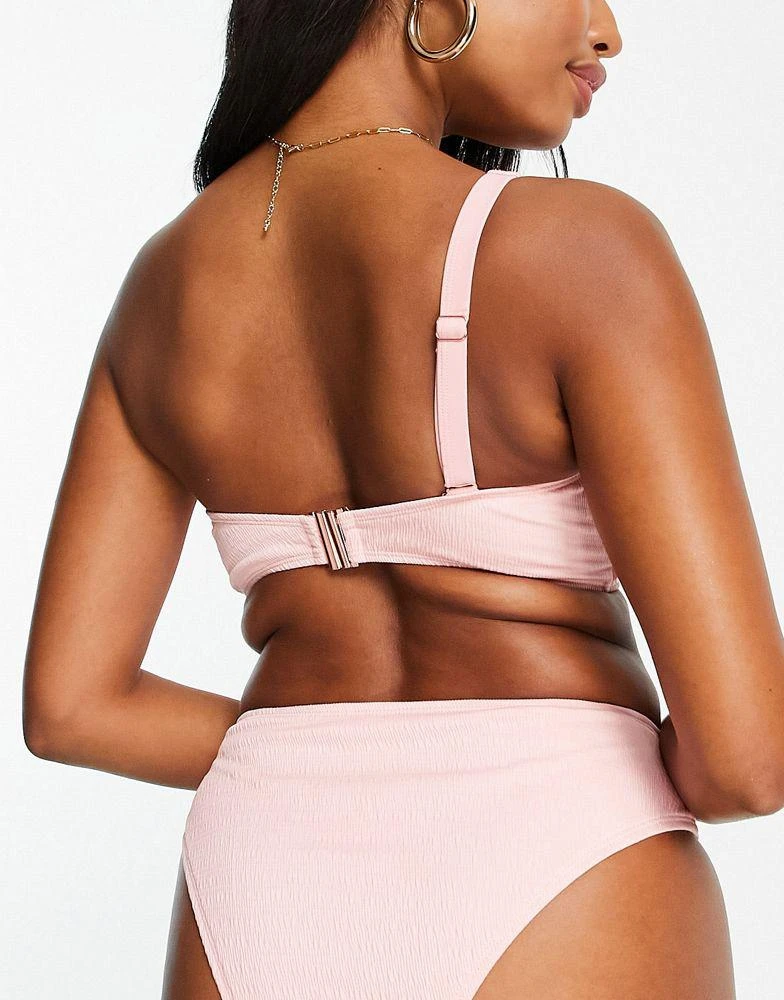 商品Ivory Rose|Ivory Rose Fuller Bust mix and match crinkle one shoulder bikini top in blush pink DD,价格¥110,第2张图片详细描述