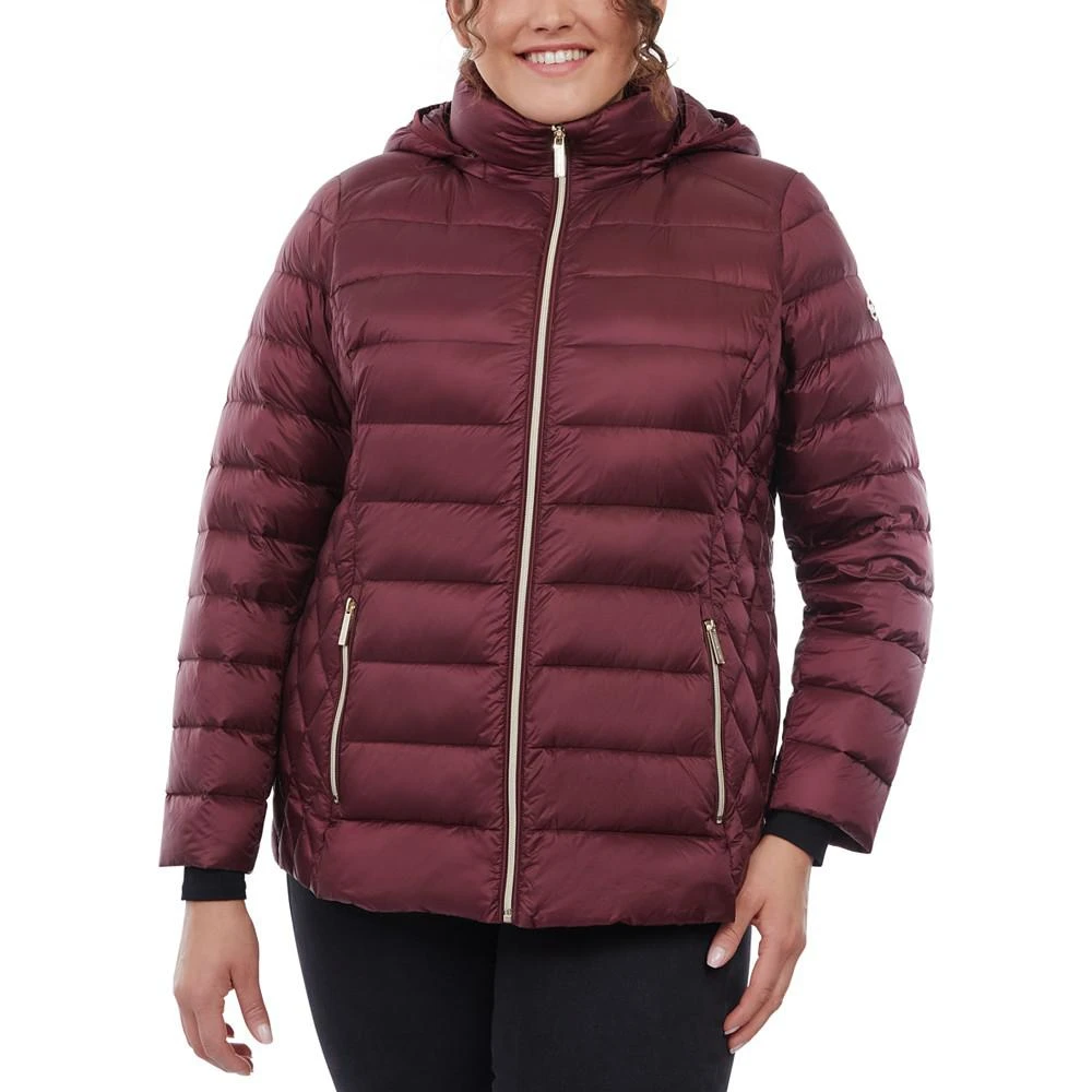 商品Michael Kors|Plus Size Hooded Stretch Packable Down Puffer Coat, Created for Macy's,价格¥1040,第1张图片