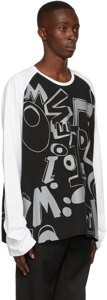 商品We11done|Black & White Spread Logo Long Sleeve T-Shirt,价格¥3515,第4张图片详细描述