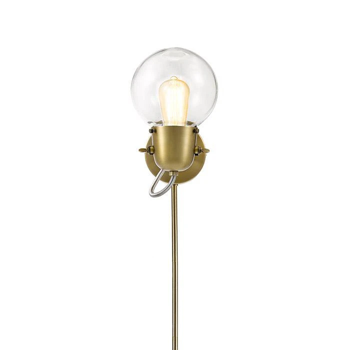 Lighting Mid Century Modern 9.75" Antique Brass Single Glass Globe Plug In Wall Sconce 商品