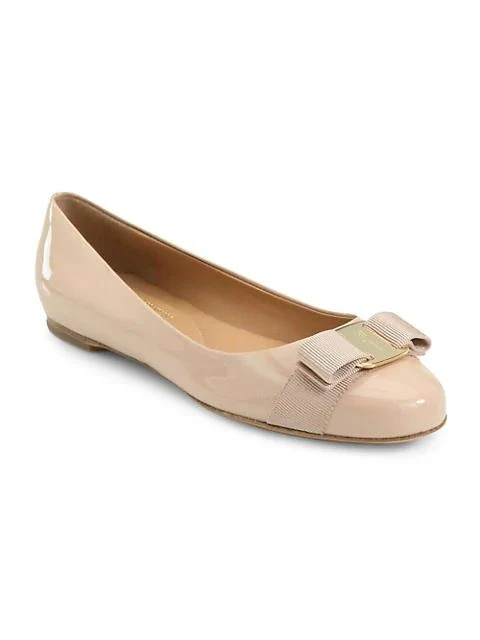商品Salvatore Ferragamo|Varina 真皮经典蝴蝶结平底鞋,价格¥4281,第1张图片