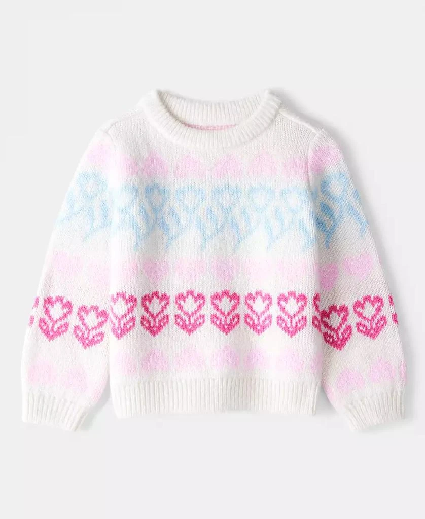 商品Carter's|Girls Toddler 2T-5T Floral Fairisle Sweater,价格¥155,第1张图片