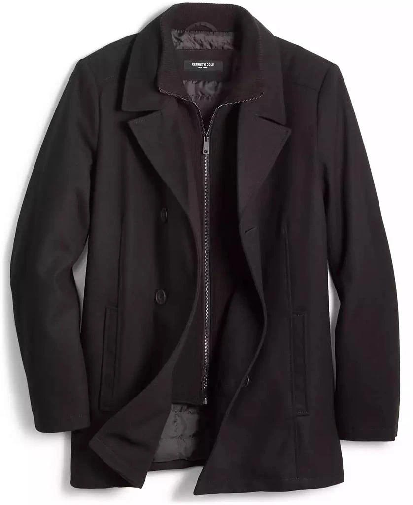 商品Kenneth Cole|Men's Double Breasted Wool Blend Peacoat with Bib,价格¥1854,第4张图片详细描述
