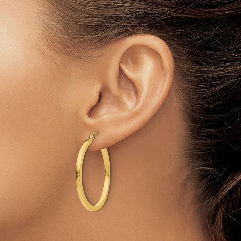 商品Diamond2Deal|14k Gold 2mm Square Shape Tube Hoop Earrings,价格¥5819,第3张图片详细描述
