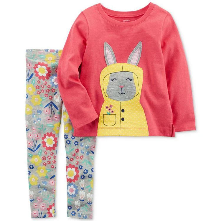 商品Carter's|2-Pc. Bunny Top & Floral-Print Leggings Set, Baby Girls,价格¥53,第1张图片