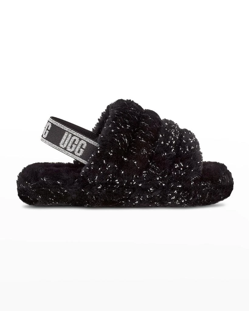 商品UGG|Girl's Fluff Yeah Metallic Sparkle Quilted Slippers, Kids,价格¥618,第1张图片