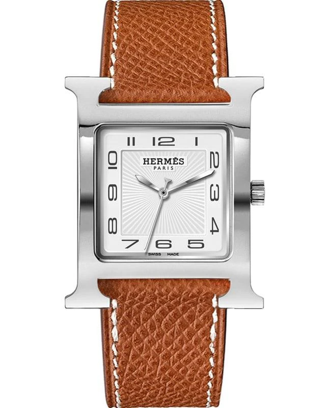 商品Hermes|Hermes H Hour White Dial Leather Strap Midsize  Women's Watch 036831WW00,价格¥21245,第1张图片