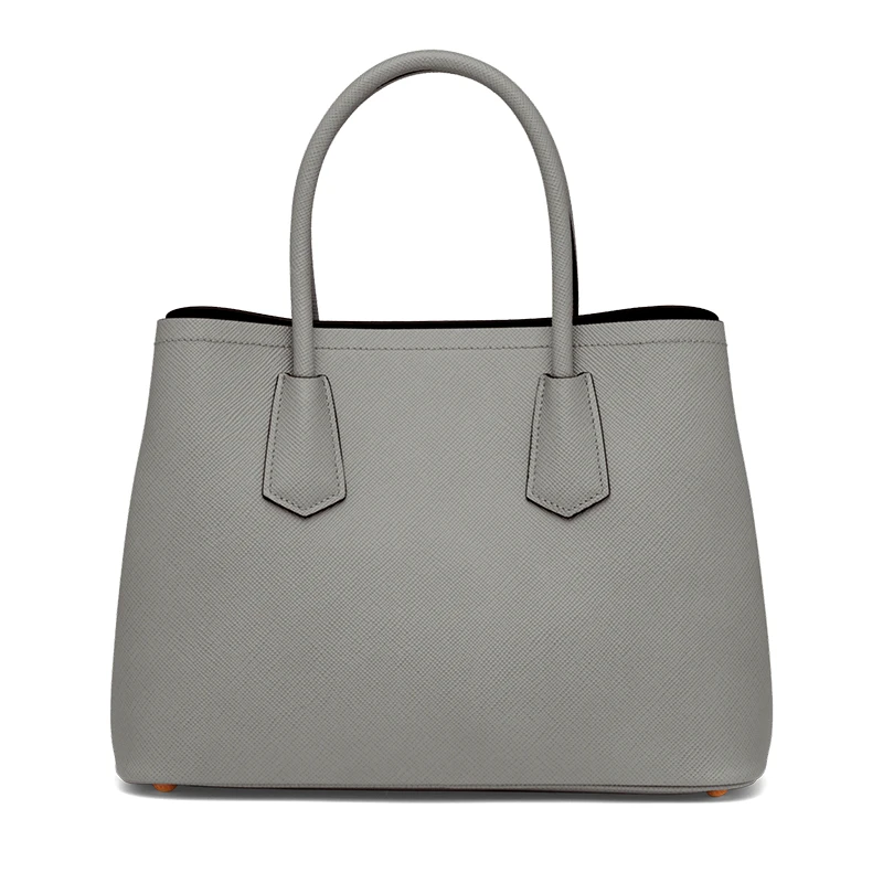 PRADA/普拉达 22新款 double系列 女士石板灰色saffiano十字纹皮革拆卸吊饰金色标志双皮手柄手提斜挎包1BG887_2A4A_F01T3_V_OOO 商品