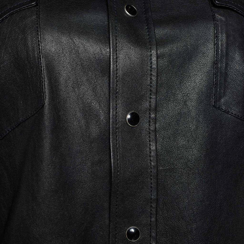 商品[二手商品] Yves Saint Laurent|Saint Laurent Black Leather Button Front Shirt S,价格¥4961,第5张图片详细描述