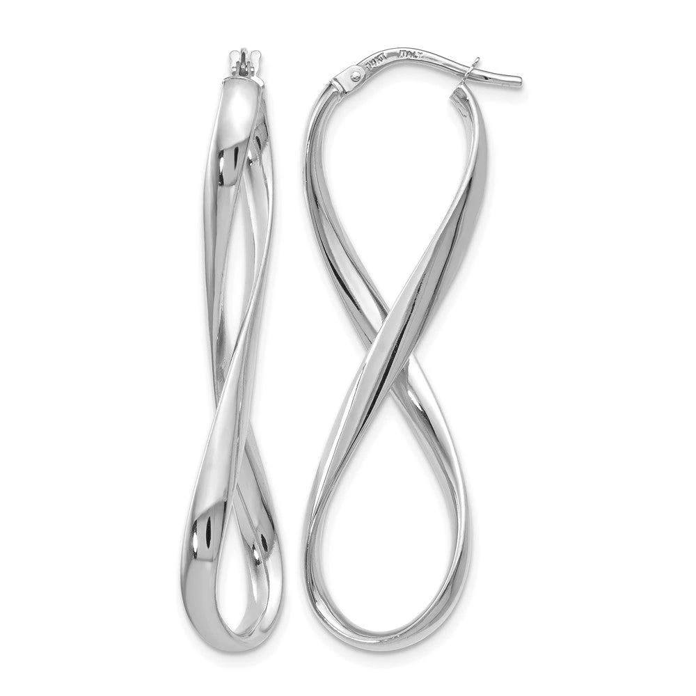 商品Diamond2Deal|14K White Gold Polished Fancy Infinity Hoop Earrings,价格¥6195,第1张图片