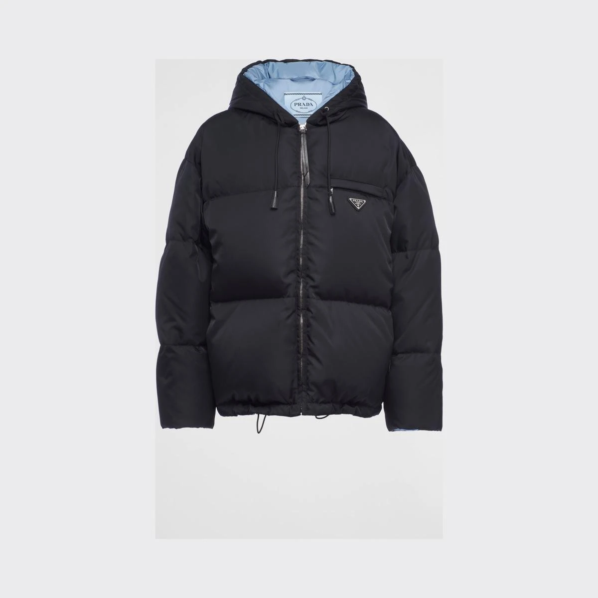 商品Prada|【预售】 普拉达 25秋冬 女士 羽绒服 Re-Nylon 再生尼龙华达呢连帽羽绒外套 29B408_11C9_F0002_S_222 ,价格¥18498,第1张图片