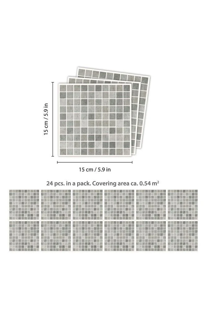 商品WALPLUS|5-Pack Naturel Grey Limestone Wall Sticker,价格¥329,第4张图片详细描述