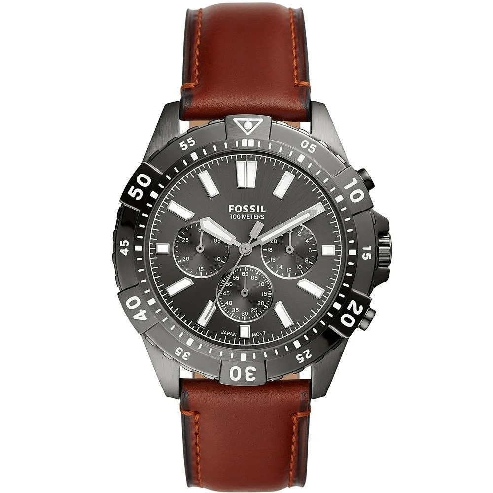 商品Fossil|Men's Garrett Brown Leather Strap Watch 44mm,价格¥785,第1张图片