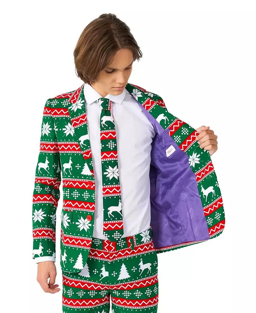 商品OppoSuits|Big Boys Festive Christmas Party Outfit Including Blazer, Pants and Tie Suit Set,价格¥675,第4张图片详细描述