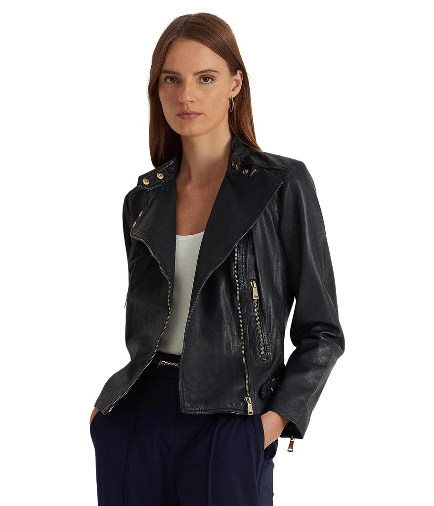 商品Ralph Lauren|Tumbled Leather Moto Jacket,价格¥3684,第1张图片
