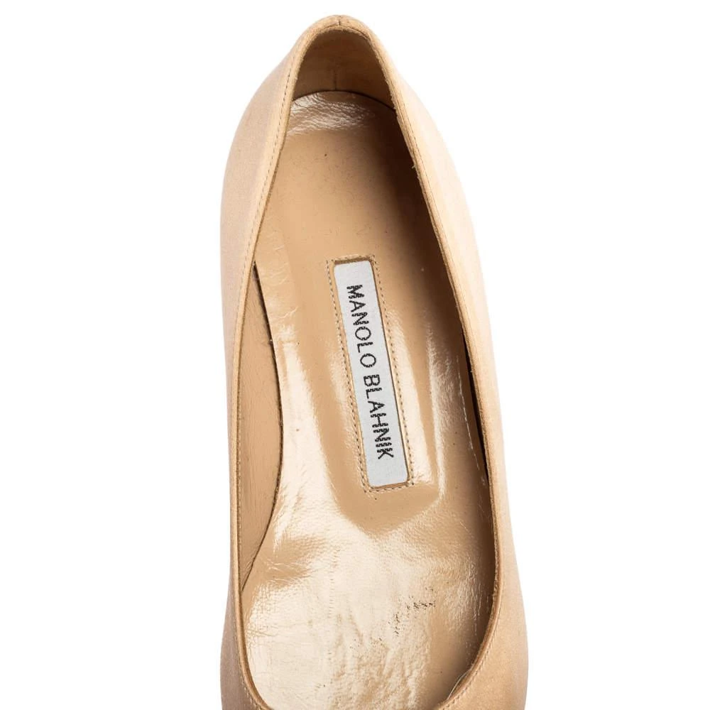 Manolo Blahnik Beige Satin Hangisi Flat Pumps Size 37 商品