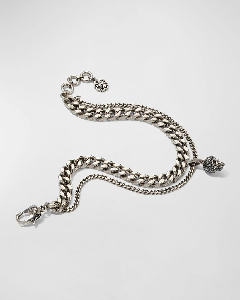 商品Alexander McQueen|Men's Pavé Swarovski Crystal Skull Double Chain Bracelet,价格¥3827,第3张图片详细描述