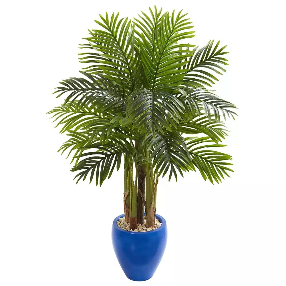 商品NEARLY NATURAL|Palm Artificial Tree in Blue Planter,价格¥1516,第1张图片