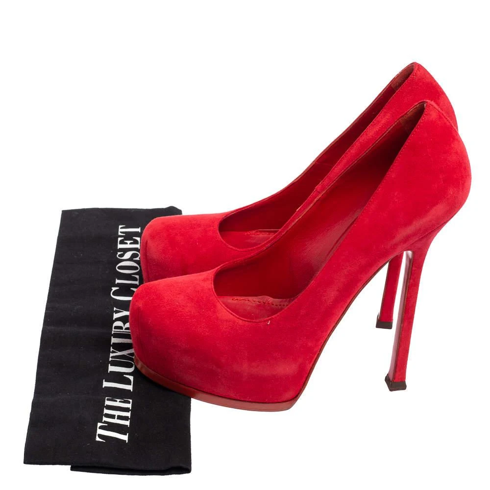 Saint Laurent Red Suede Tribtoo Platform Pumps Size 37.5 商品