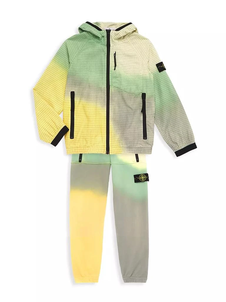 商品Stone Island|Little Boy's &amp; Boy's Gradient Grid-Print Hooded Jacket,价格¥2221,第2张图片详细描述