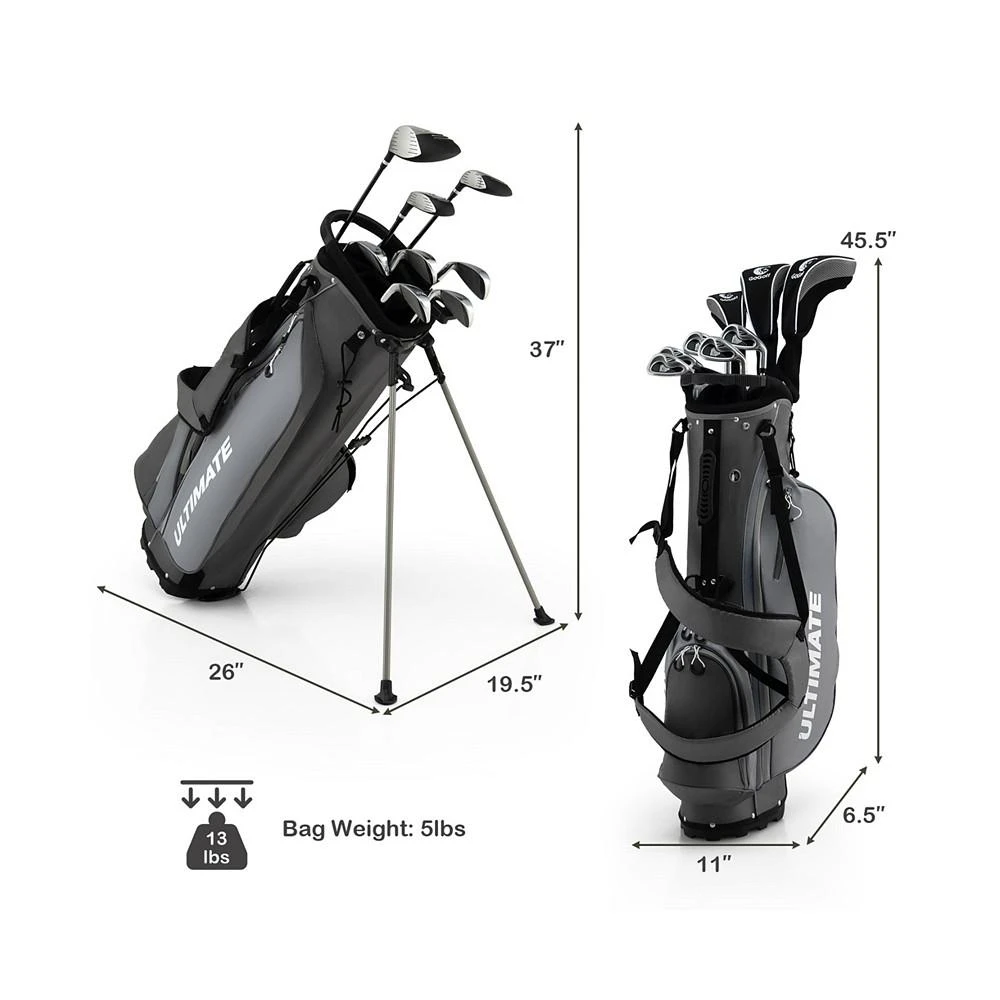 商品Costway|Men's Complete Golf Clubs Package Set 10 Pieces Includes Alloy Driver,价格¥1715,第3张图片详细描述