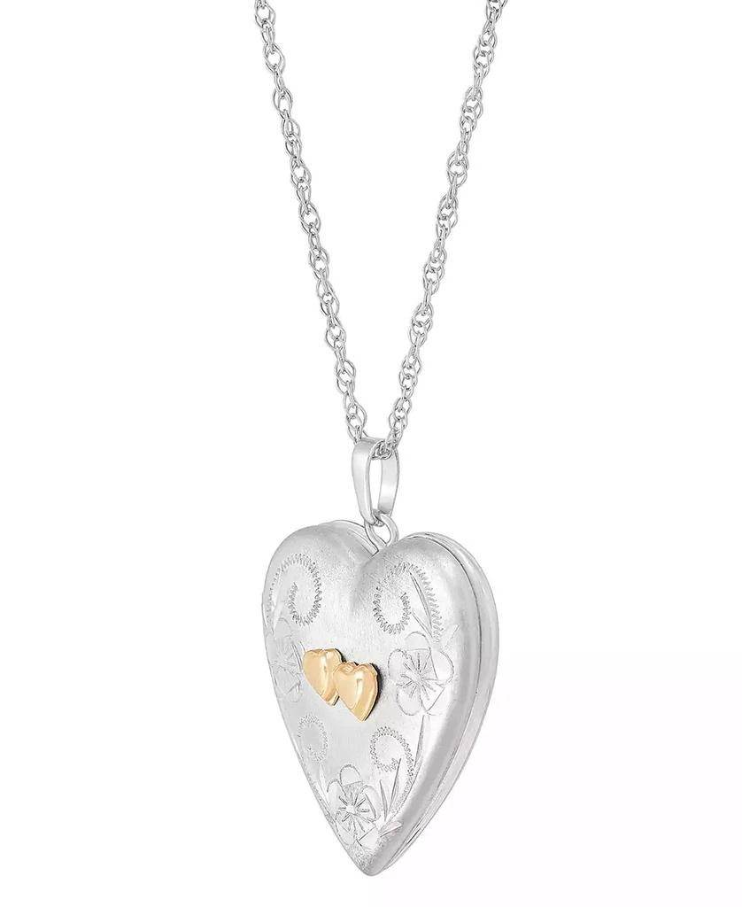 商品Macy's|Sterling Silver and 14k Gold Necklace, Heart Locket Pendant 18",价格¥912,第4张图片详细描述