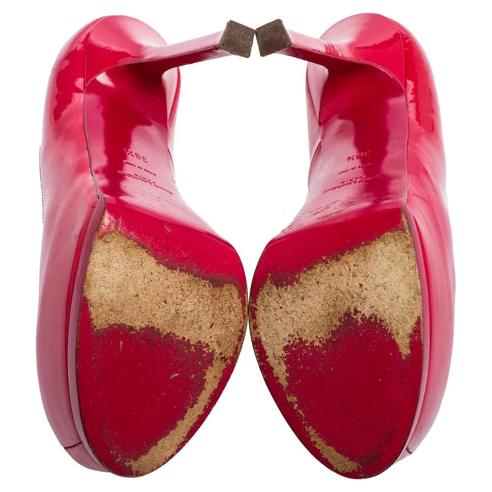 Saint Laurent Magenta Patent Leather Tribtoo Platform Pumps Size 38.5 商品