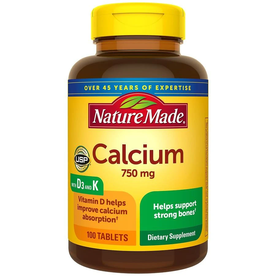 商品Nature Made|Calcium 750 mg + D + K Dietary Supplement Tablets,价格¥89,第1张图片