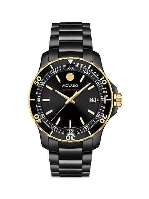 商品Movado|Series 800 Black Stainless Steel Watch,价格¥9698,第1张图片