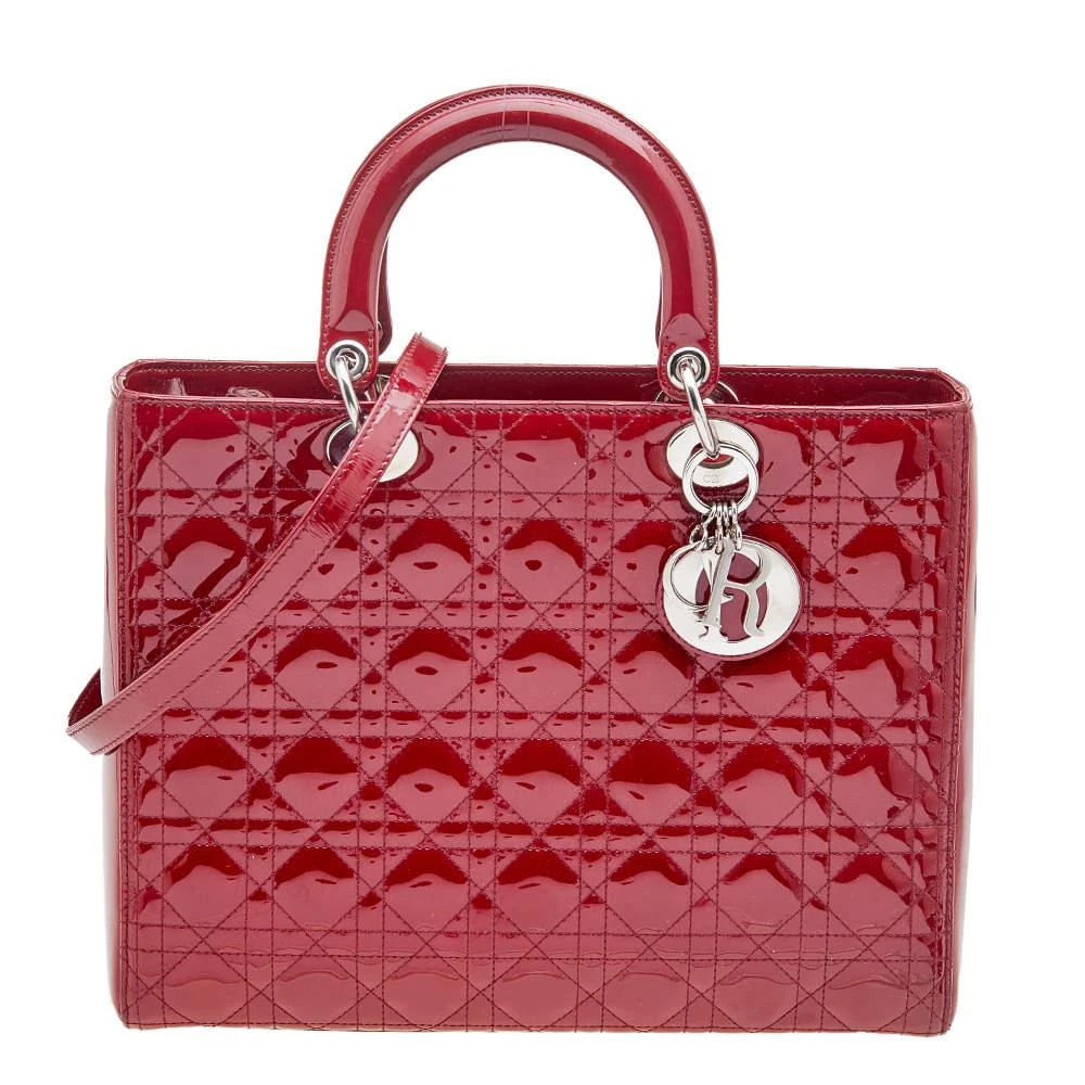 商品[二手商品] Dior|Dior Red Cannage Patent Leather Large Lady Dior Tote,价格¥14218,第1张图片
