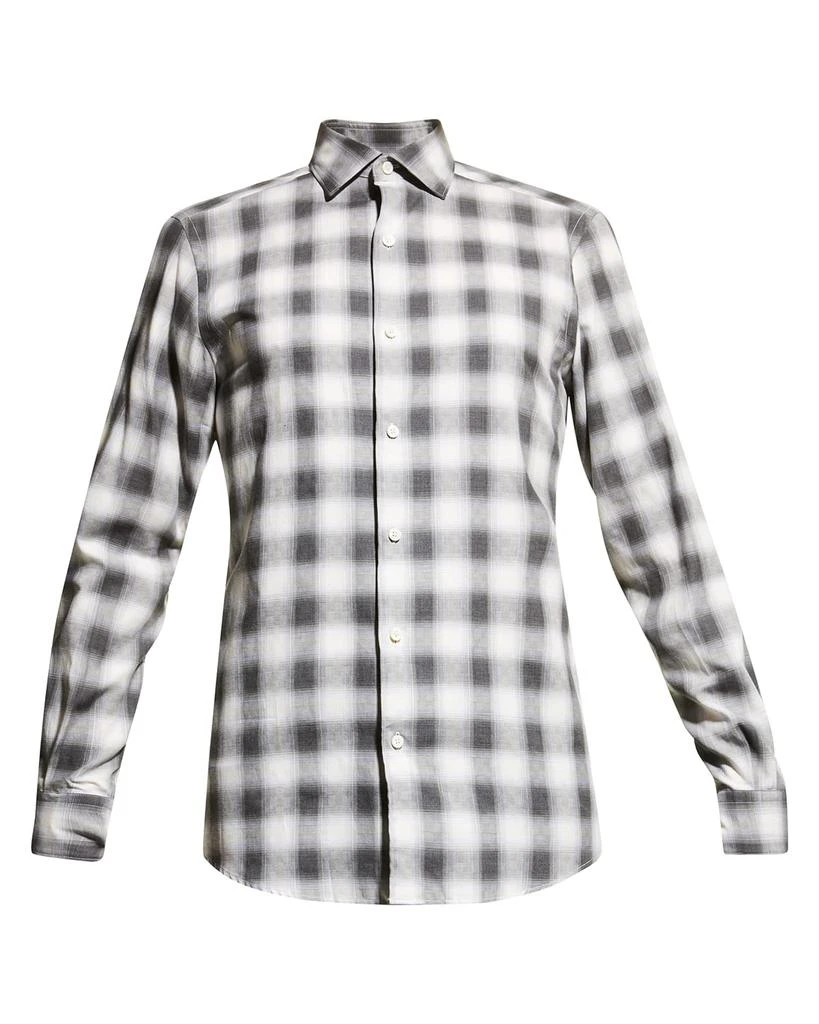 商品Zegna|Men's Macro Check Sport Shirt,价格¥894,第2张图片详细描述