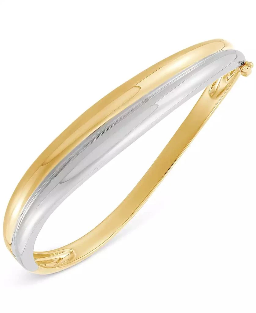 商品Macy's|Polished Two-Tone Wavy Double Bangle Bracelet in Sterling Silver & 18k Gold-Plate,价格¥1683,第1张图片