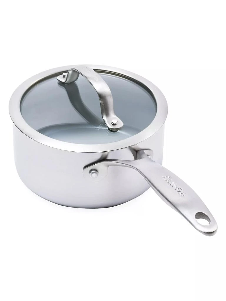 商品Greenpan|Venice Pro 1.5-Quart Stainless Steel & Ceramic Nonstick Covered Saucepan,价格¥678,第1张图片