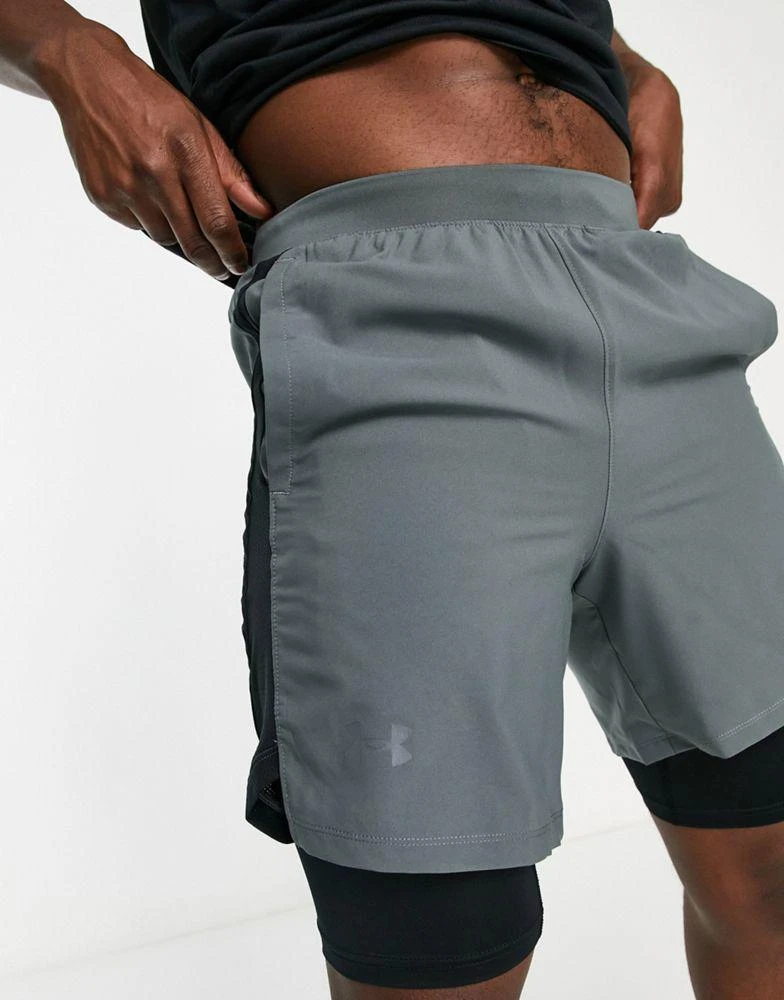 商品Under Armour|Under Armour Running Launch 2 in 1 7inch shorts in grey,价格¥400,第3张图片详细描述