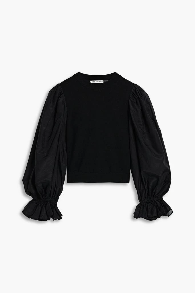 商品Alice + Olivia|Kirie organza-paneled wool-blend top,价格¥1243,第3张图片详细描述