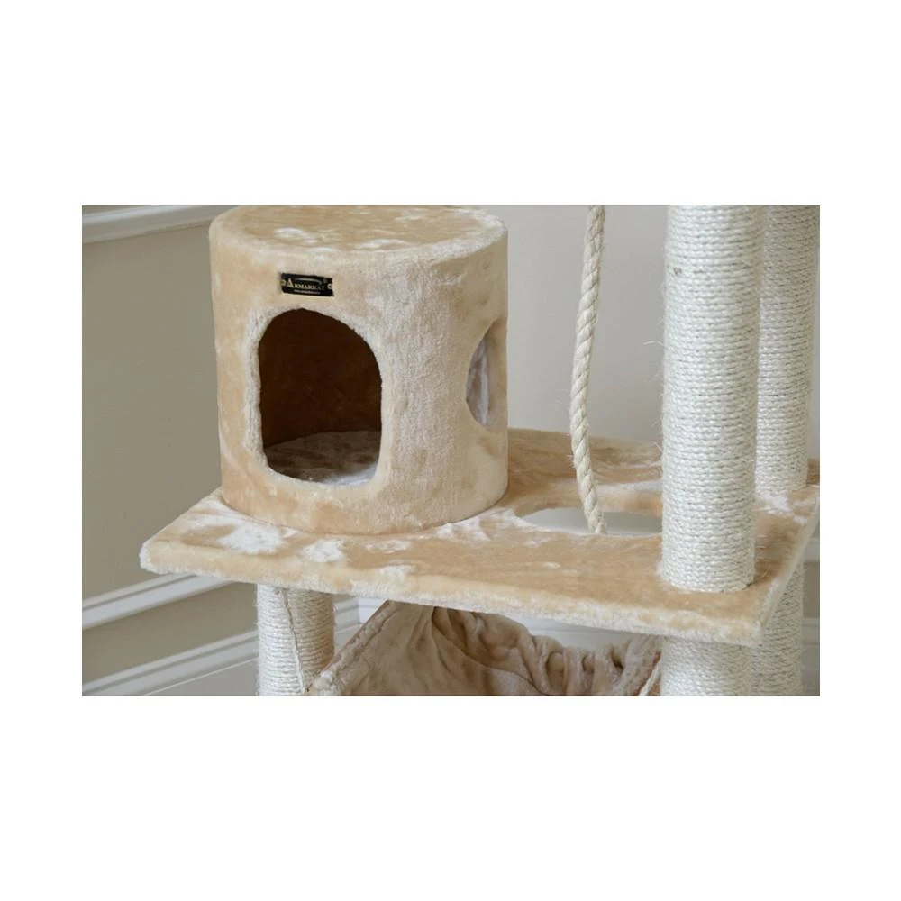 62" Real Wood Cat Tree & Hammock With Scratch Posts 商品
