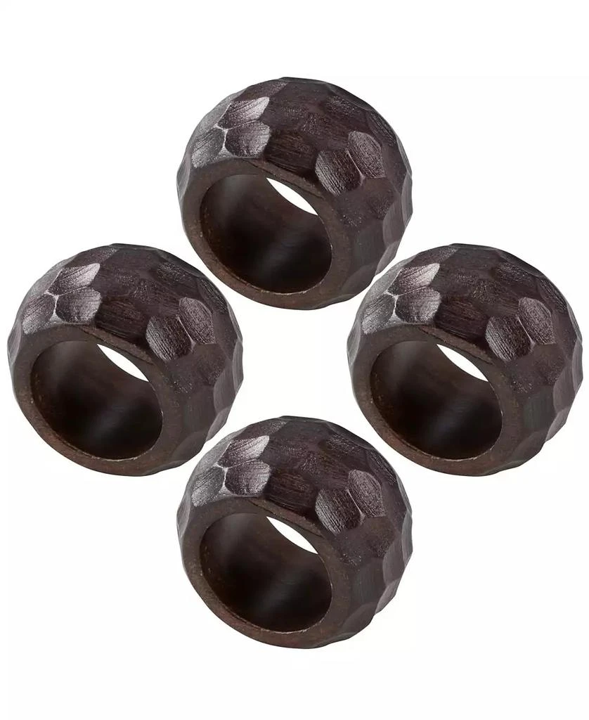 Mango Wood Napkin Ring with Chunky Design, Set of 4 商品