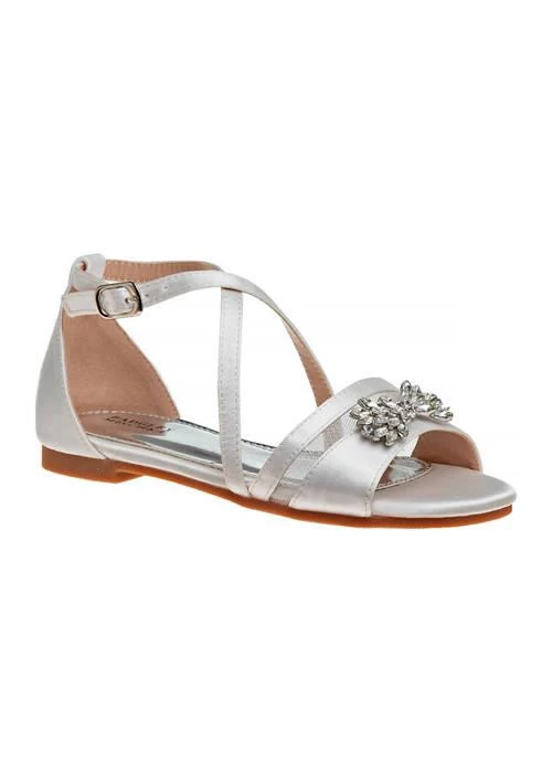 商品Badgley Mischka|Mischka Girls Open Toe And Ankle Strap Buckle Flat Sandals,价格¥438,第1张图片