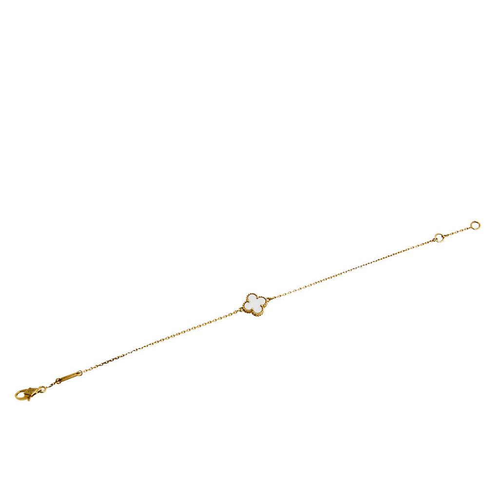 Van Cleef & Arpels Sweet Alhambra Mother of Pearl 18K Yellow Gold Bracelet商品第2张图片规格展示
