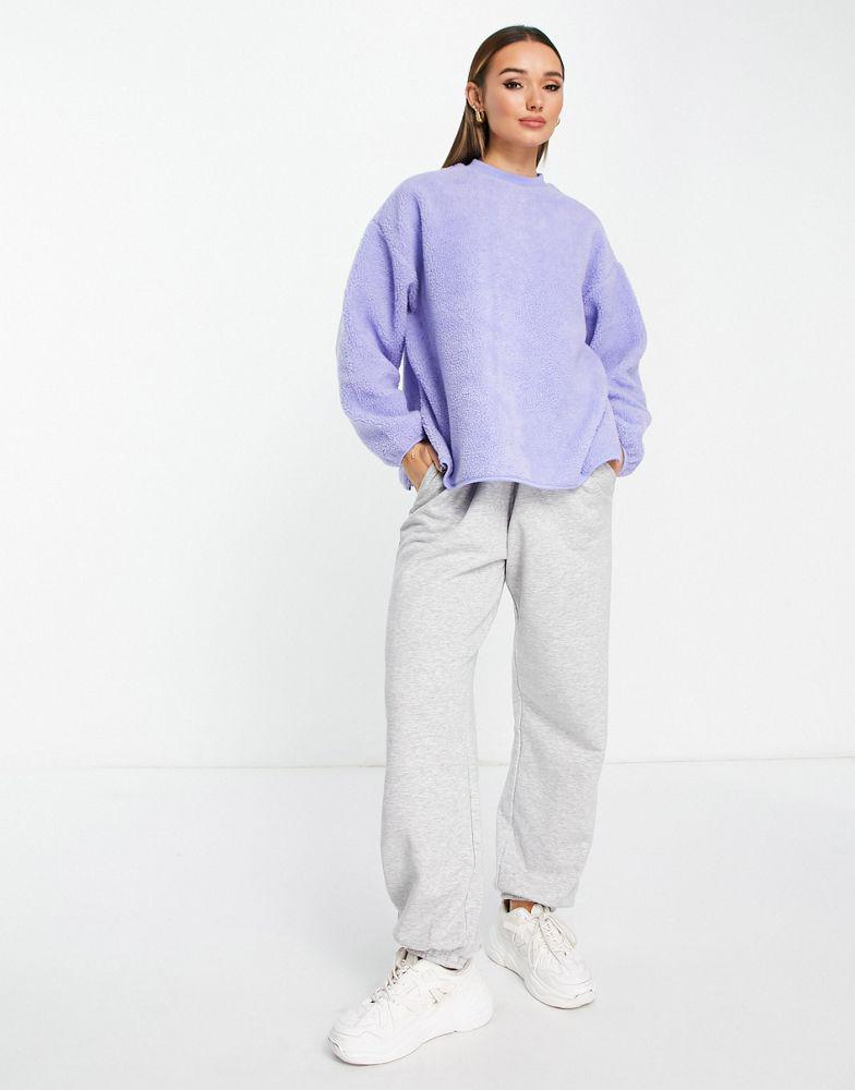 ASOS DESIGN borg fleece sweatshirt in lilac商品第4张图片规格展示