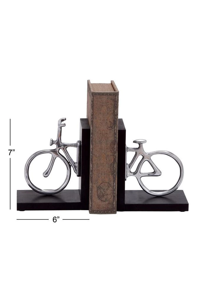 商品WILLOW ROW|Silvertone Wood Transportation Bookend - Set of 2,价格¥264,第2张图片详细描述