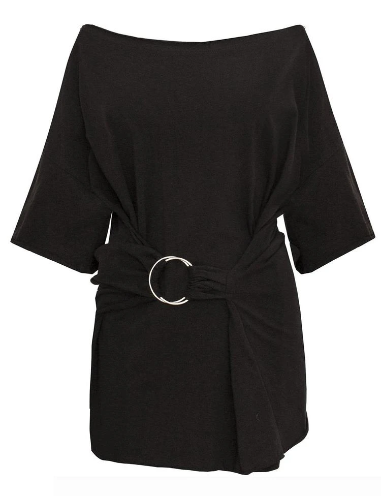 商品Pixie Market|Black Ring Belt Slouchy Tee,价格¥319,第4张图片详细描述