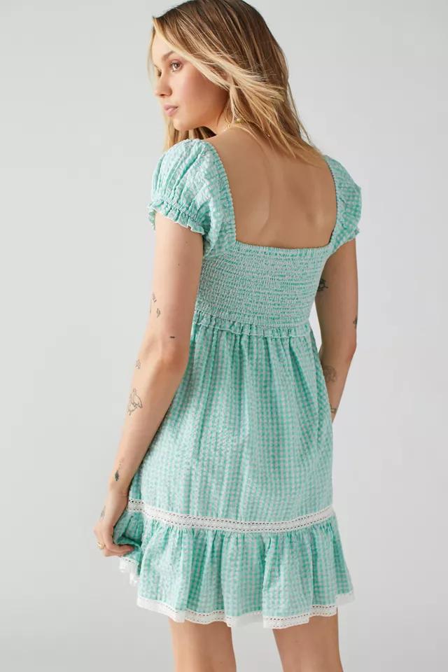 UO Marseille Gingham Smocked Mini Dress商品第2张图片规格展示