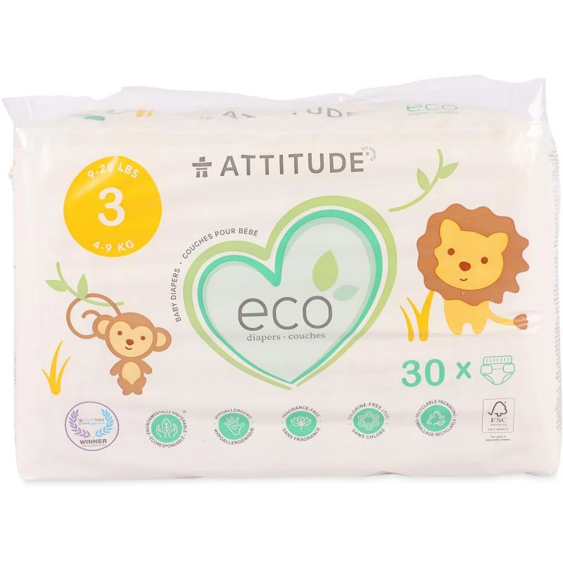 商品Attitude|Baby diapers for 4 9 kg pack of 30,价格¥281,第1张图片