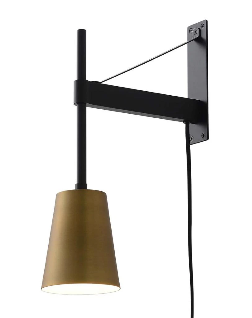 商品Nova of California|Nova of California Brace 20" Plug-in Contemporary  Sconce in Matte Black With Brass Shade and Dimmer Switch for Bedroom Livingroom  Hallway Brass,价格¥1186,第3张图片详细描述
