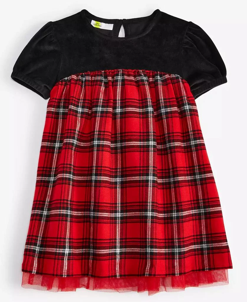 商品Epic Threads|Toddler Girls Mary Short-Sleeve Plaid Dress, Created for Macy's,价格¥108,第1张图片