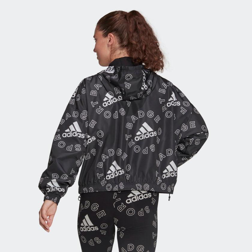 Women's adidas Essentials Logo Allover-Print Windbreaker商品第3张图片规格展示