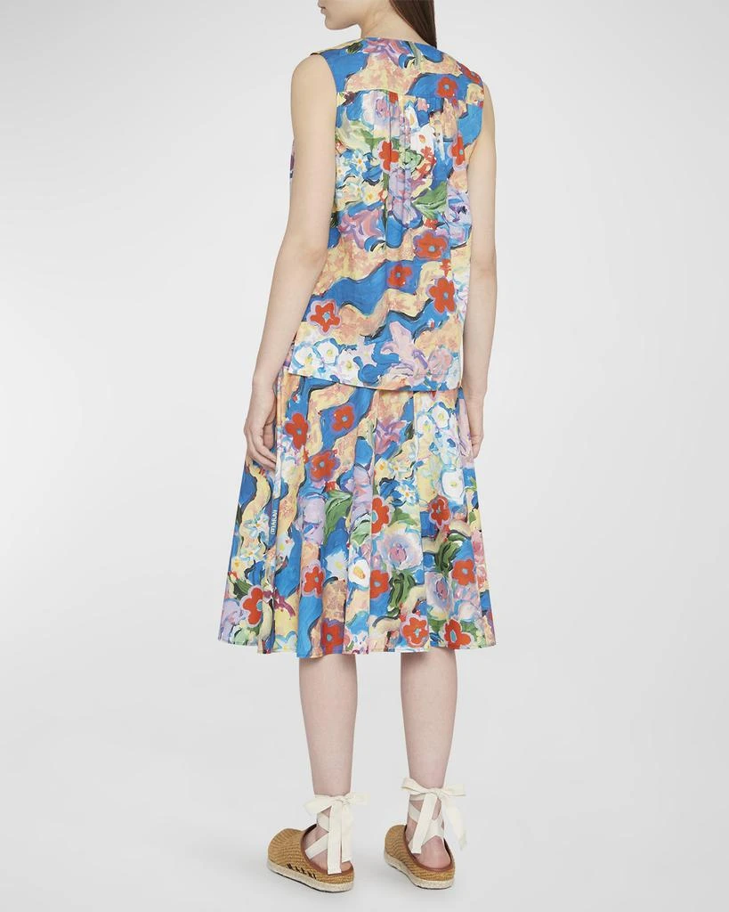 商品Marni|Floral Painting-Print Sleeveless Cotton Blouse,价格¥3784,第3张图片详细描述