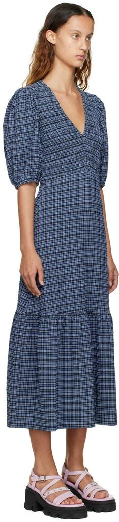 商品Ganni|Black & Blue Checked Midi Dress,价格¥2573,第2张图片详细描述